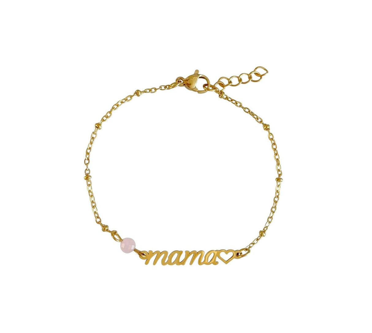 Rozenkwarts Armband Mama • Goud