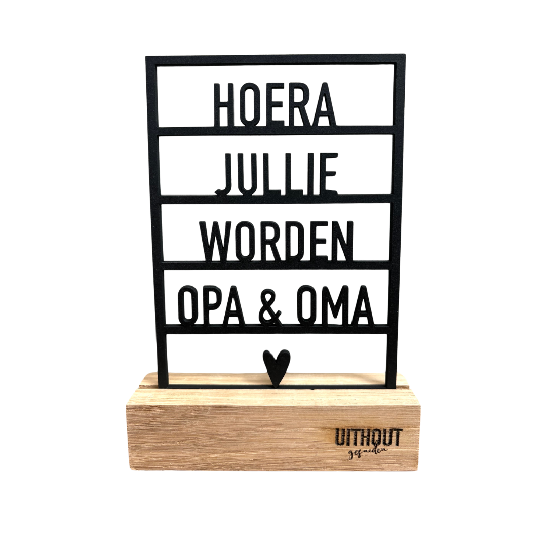 houten lijst met houder jullie worden opa en oma