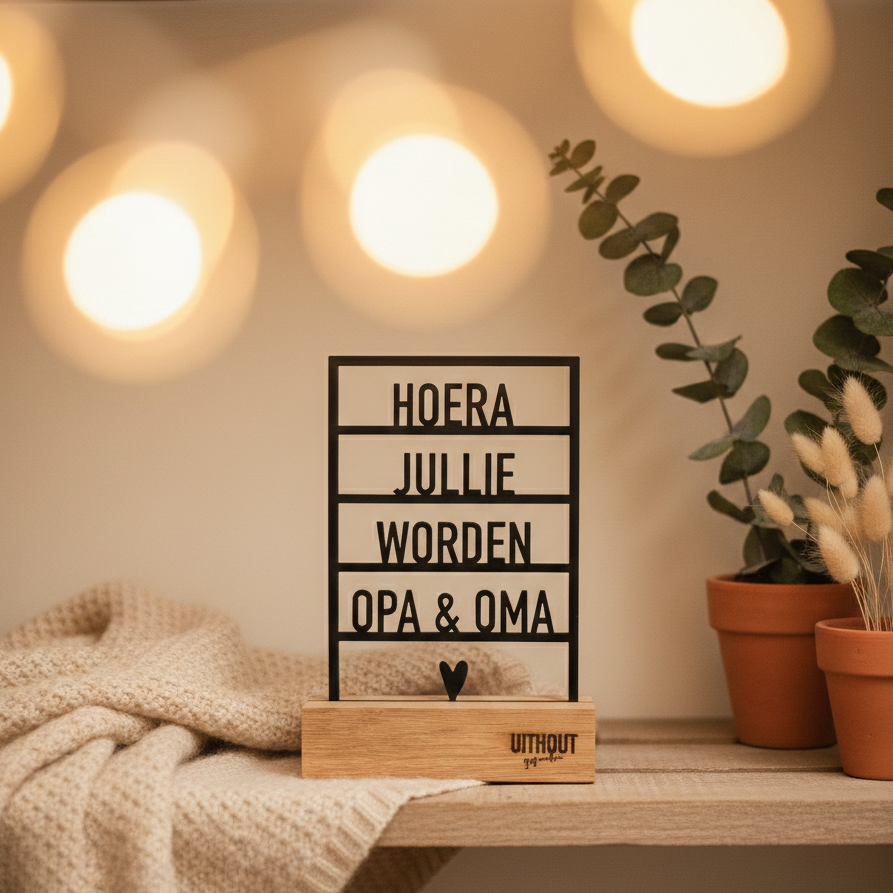 houten lijst met houder jullie worden opa en oma zwangerschapsaankondiging