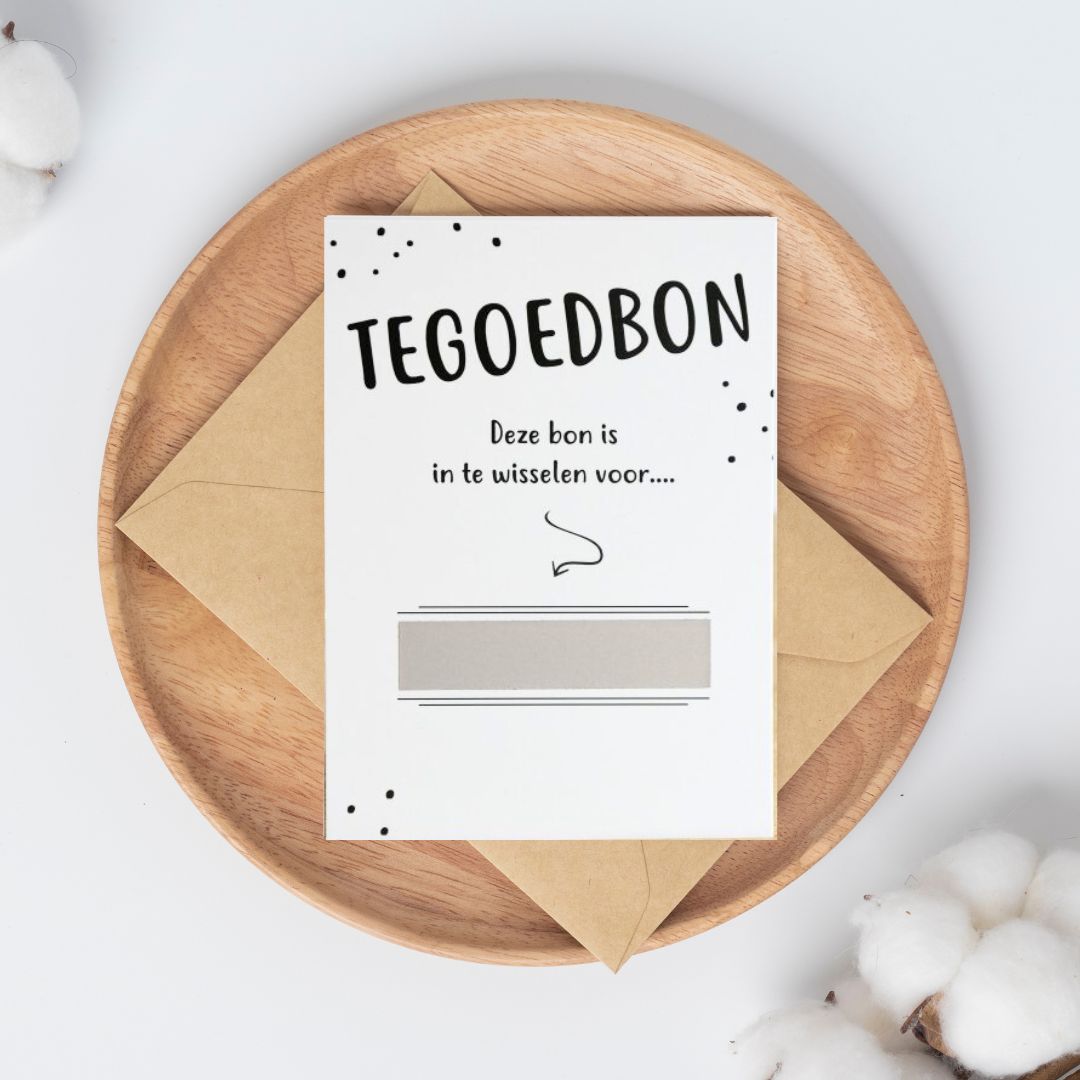 kraskaart tegoedbon zwart wit