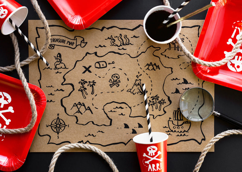 Papieren Placemat • Piraat Schattenkaart (6 stuks) - Helloboy
