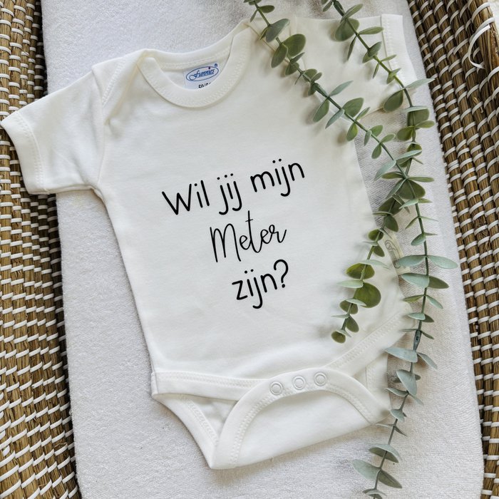 babyromper wil jij mijn meter zijn wit zwart
