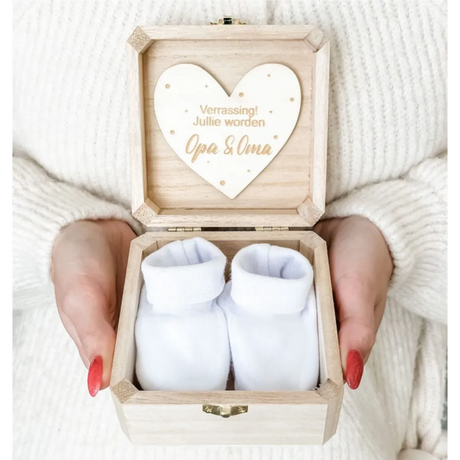 houten kistje zwangerschapsaankondiging opa en oma
