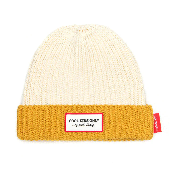 muts curry grandma gebreid hellohossy beige oker geel kindermuts