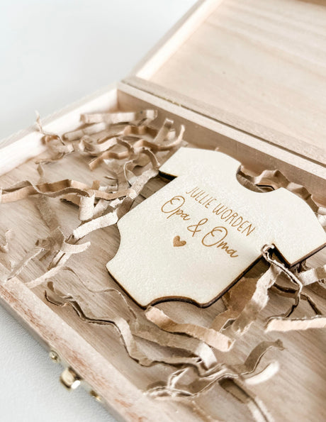 houten kistje houten romper jullie worden opa en oma