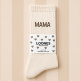 mama sokken met hartje beige loones kousen mama