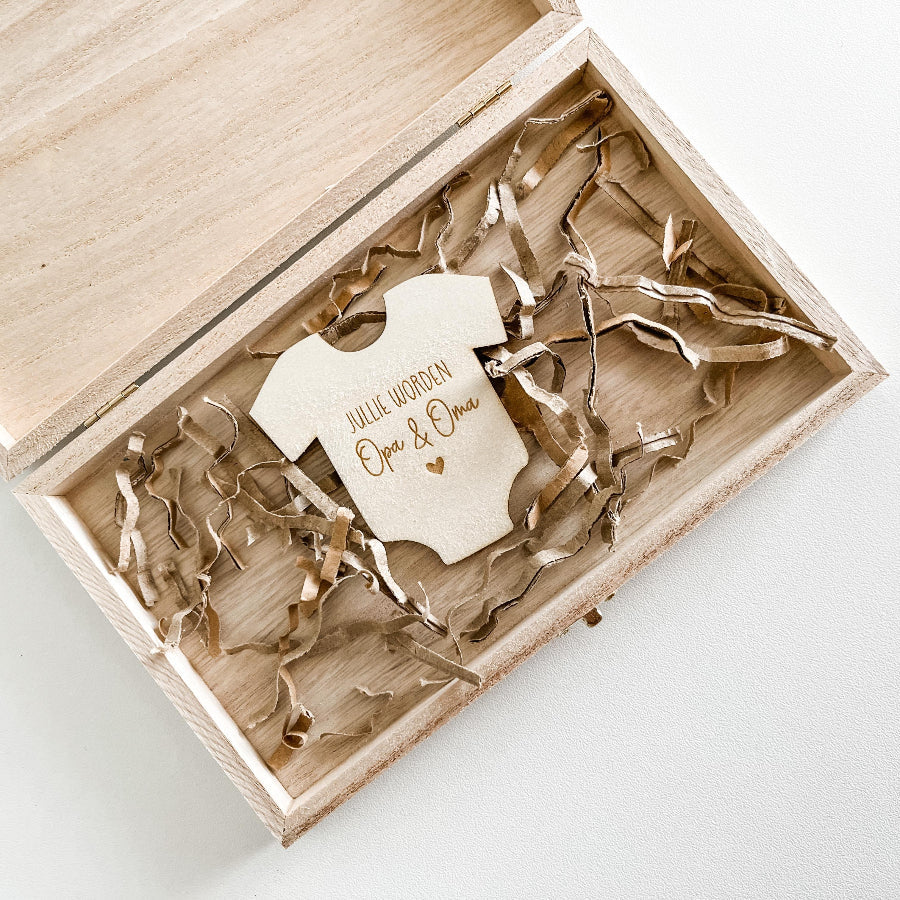 houten kistje houten romper jullie worden opa en oma