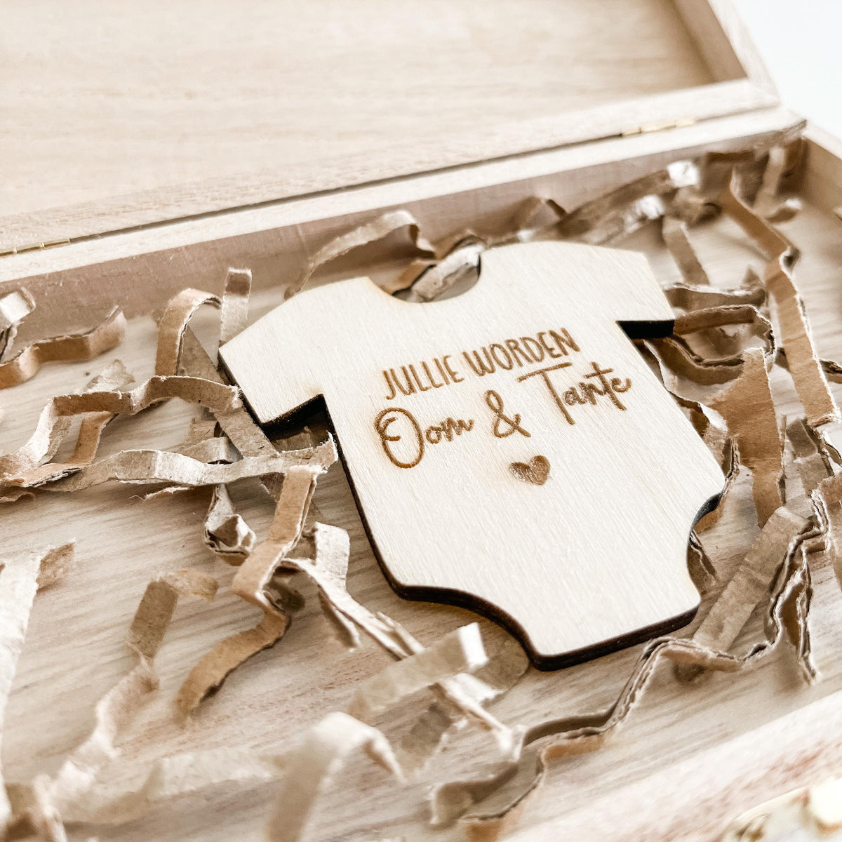 houten kistjes met houten romper jullie worden oom en tante