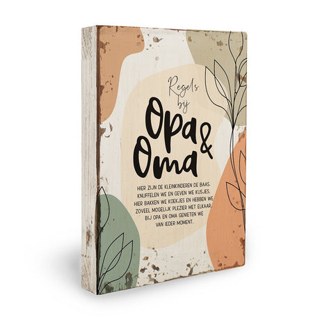houten bord met regels bij oma en oma 