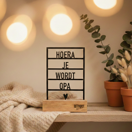 houten kader zwart hoera je wordt opa zwangerschapsaankondiging