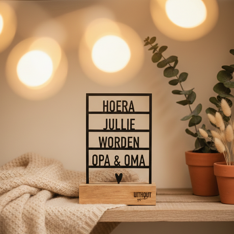 houten lijst met houder jullie worden opa en oma zwangerschapsaankondiging