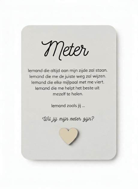wil jij mijn meter zijn postkaart a6 met houten hartje