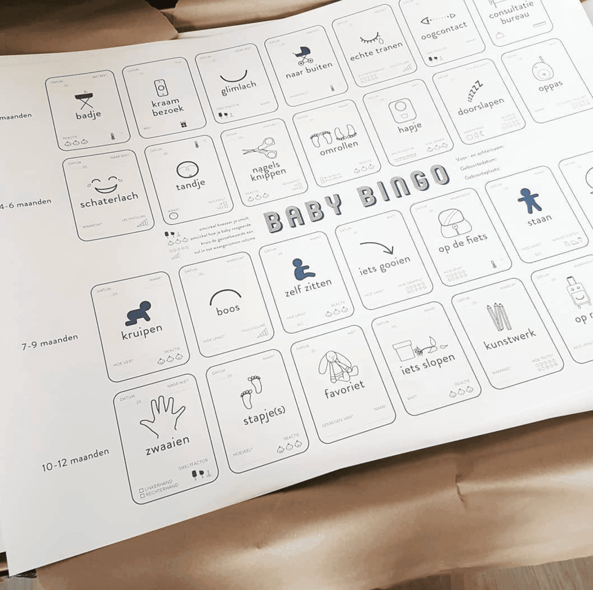 Baby mijlpalen bingo
