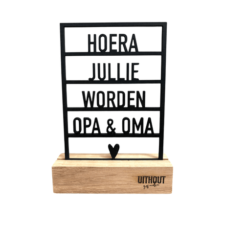 houten lijst met houder jullie worden opa en oma 
