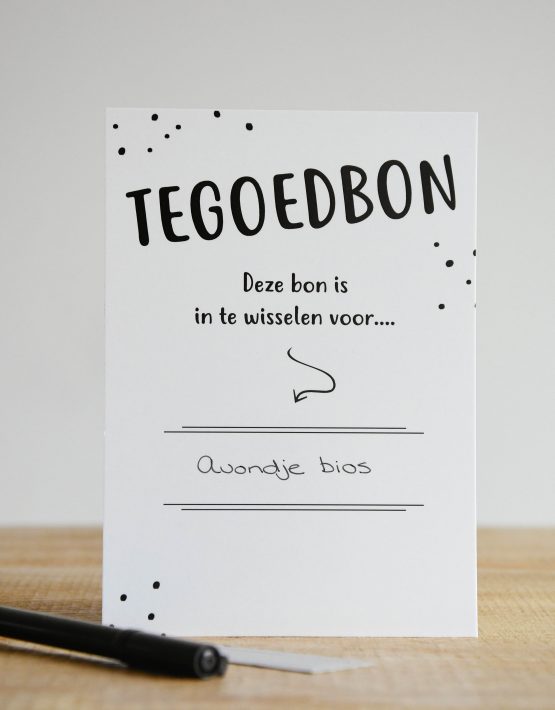 kraskaart tegoedbon zwart wit