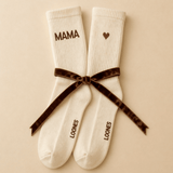 mama sokken met hartje beige loones kousen mama