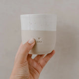 keramische mok koffietas keramiek opa eulenschnitt beige