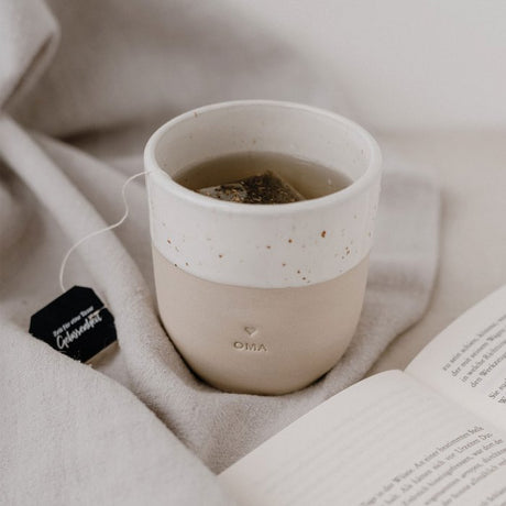 keramische mok koffiemok koffietas oma keramiek beige 