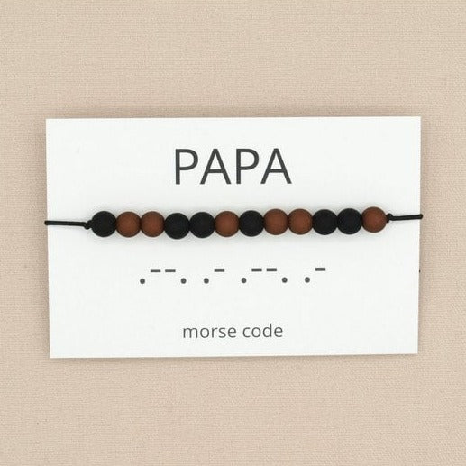 papa armband morse code bruin zwart