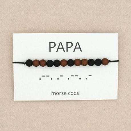 papa armband morse code bruin zwart